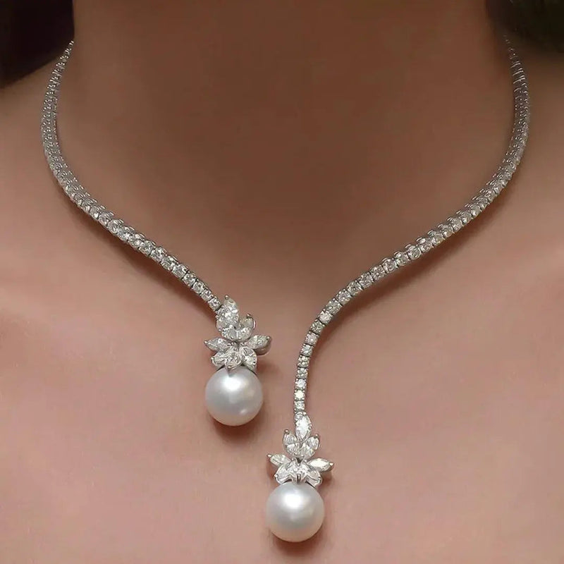 Collar Elegante y Luminoso con Perlas en Plata de Ley | Blanca Vela