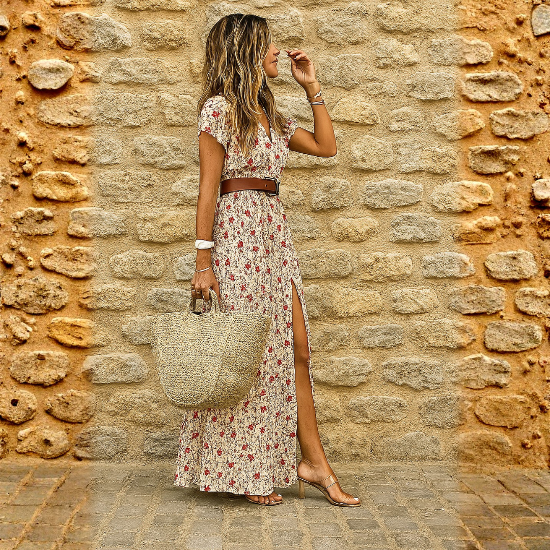 Joselin™ – Vestido largo bohemio y vaporoso con cinturón | Blanca Vela
