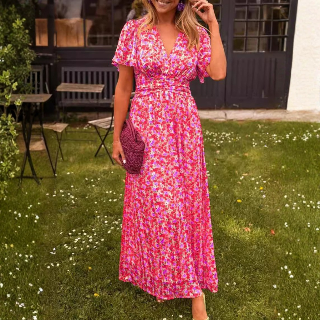 Elis – Vestido largo y vaporoso con estampado floral | Blanca Vela