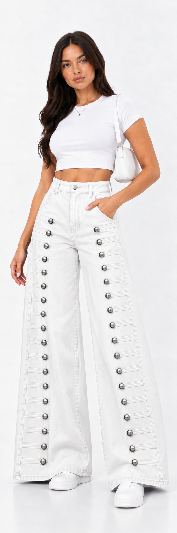 vaquero wide leg con botones metálicos | Blanca Vela