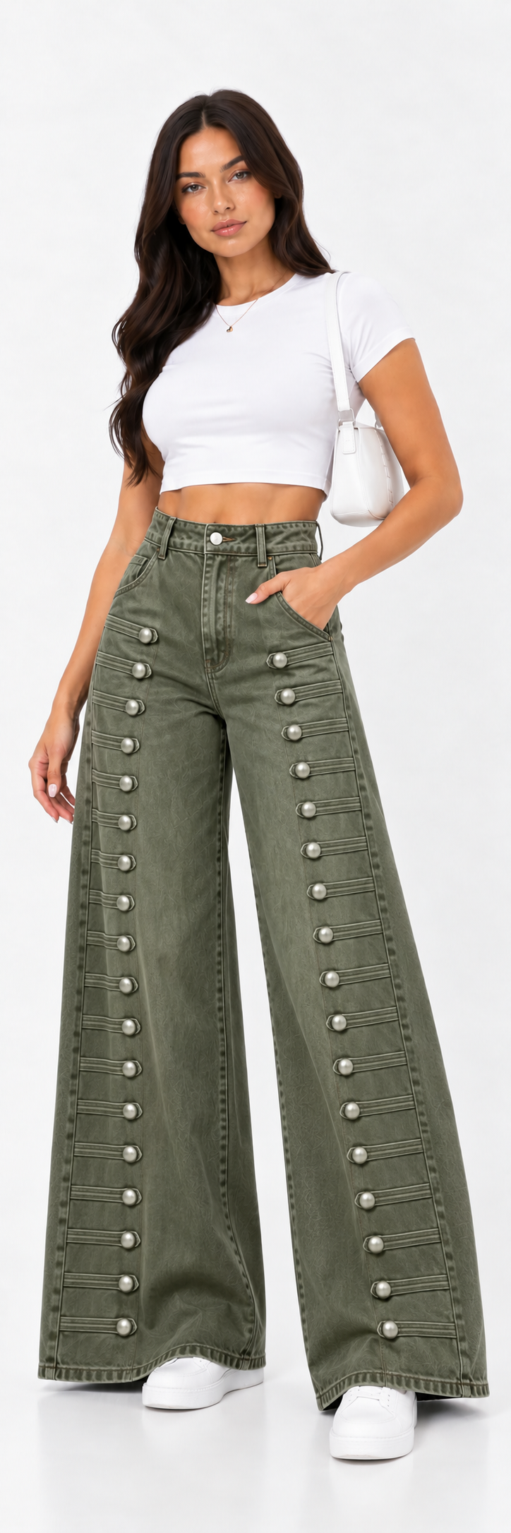 vaquero wide leg con botones metálicos | Blanca Vela