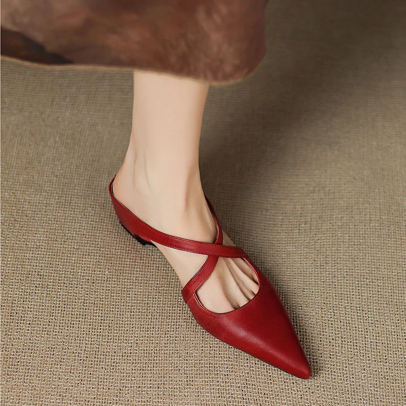 Aluna | Mules de piel genuina | Blanca Vela