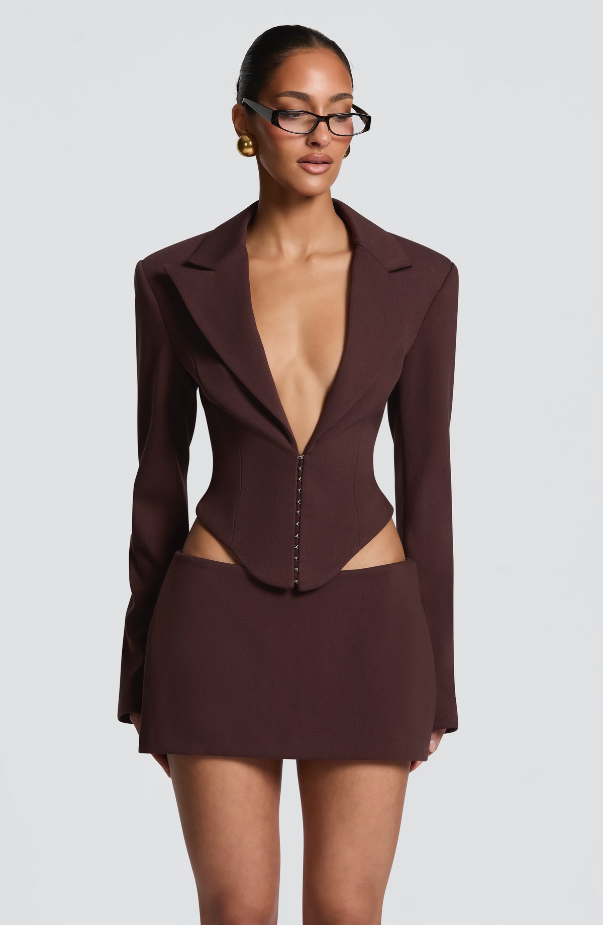 Blazer Corto Agatha - Marrón Ciruela | Blanca Vela