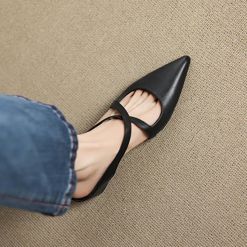 Aluna | Mules de piel genuina | Blanca Vela
