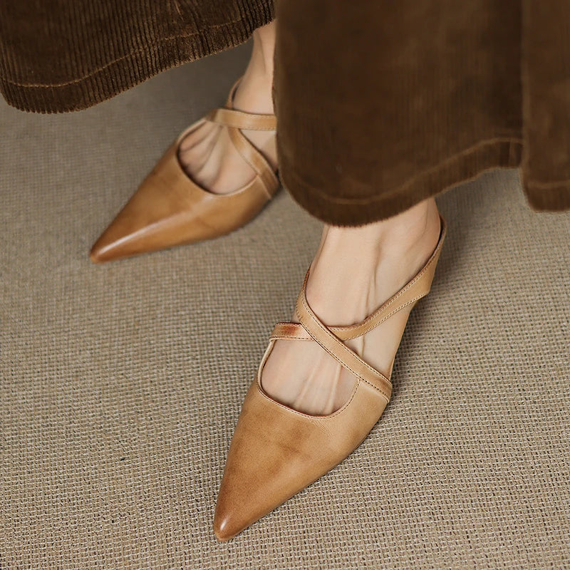 Aluna | Mules de piel genuina | Blanca Vela