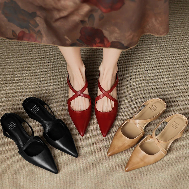 Aluna | Mules de piel genuina | Blanca Vela