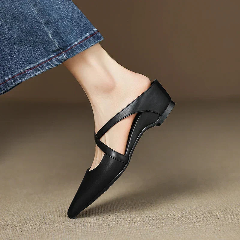 Aluna | Mules de piel genuina | Blanca Vela