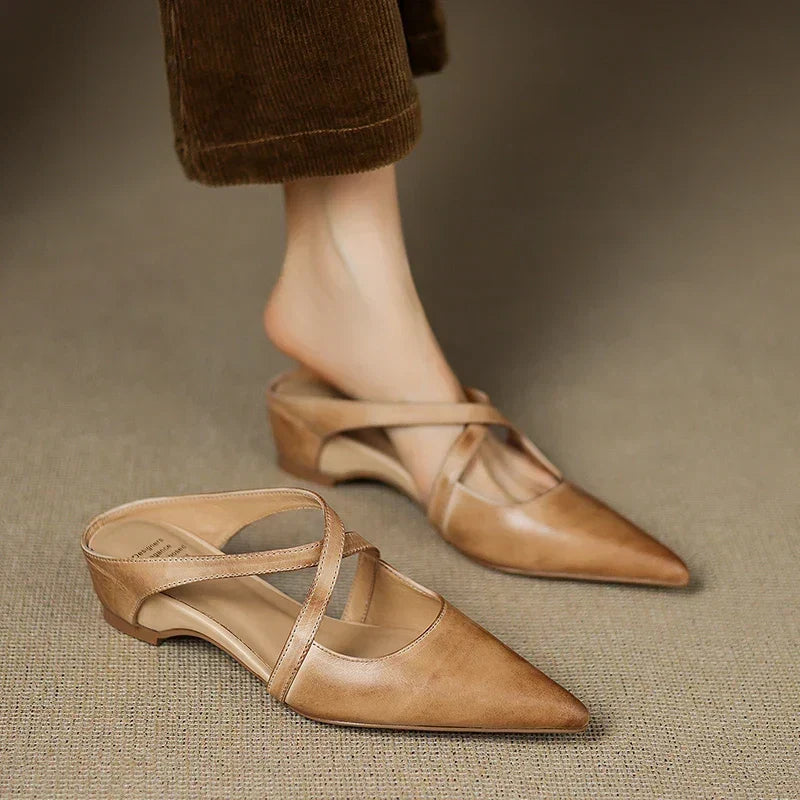 Aluna | Mules de piel genuina | Blanca Vela