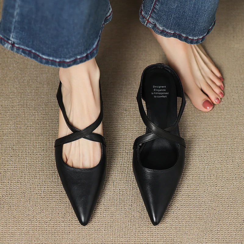 Aluna | Mules de piel genuina | Blanca Vela