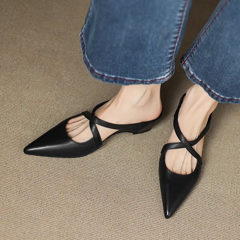 Aluna | Mules de piel genuina | Blanca Vela