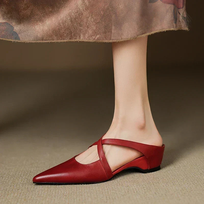 Aluna | Mules de piel genuina | Blanca Vela
