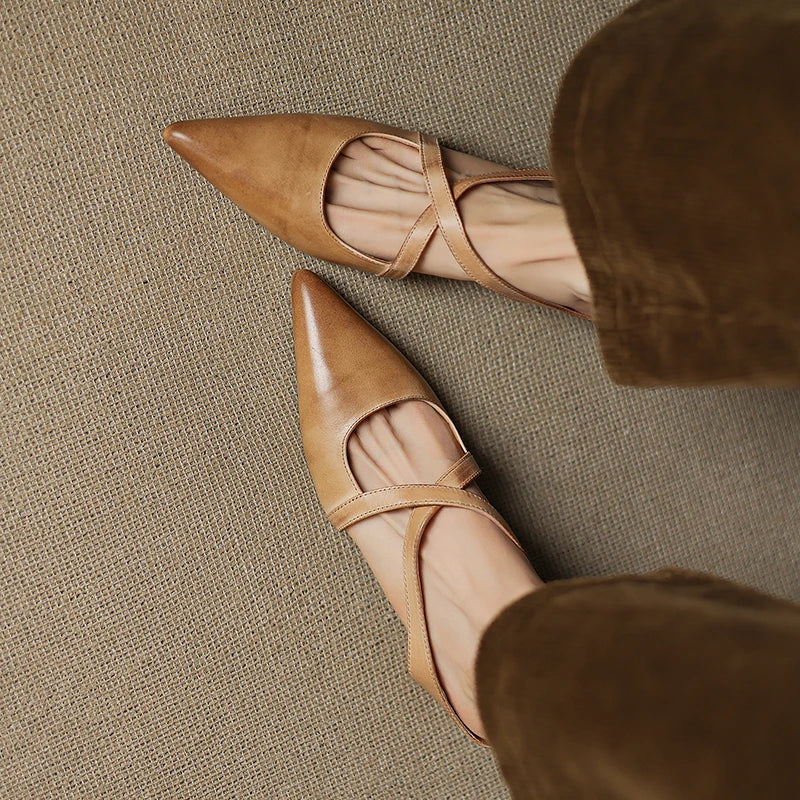 Aluna | Mules de piel genuina | Blanca Vela