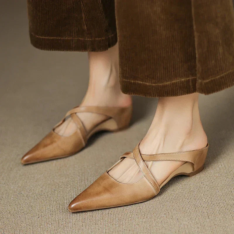 Aluna | Mules de piel genuina | Blanca Vela