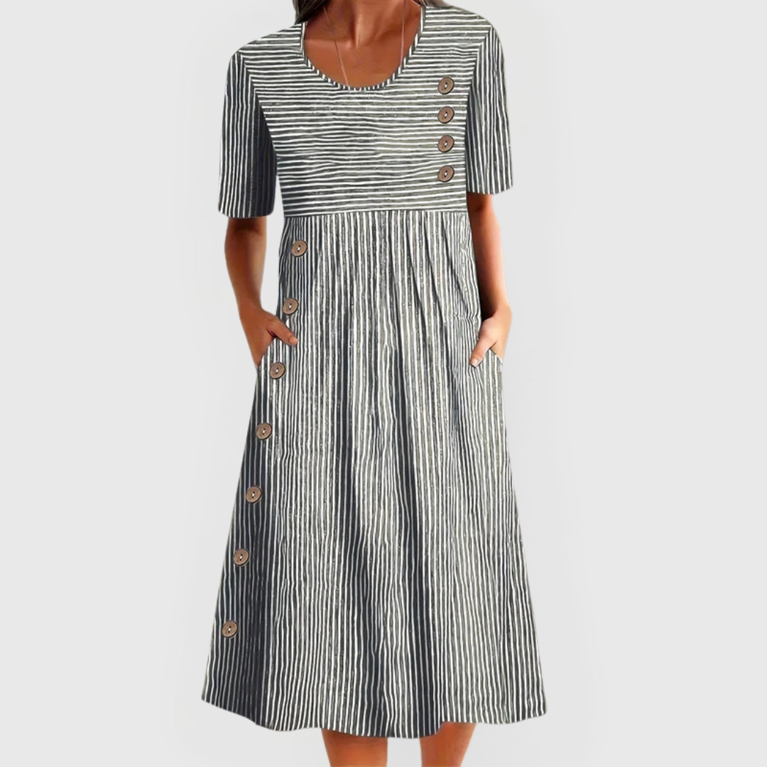 Julia | Vestido midi a rayas | Blanca Vela