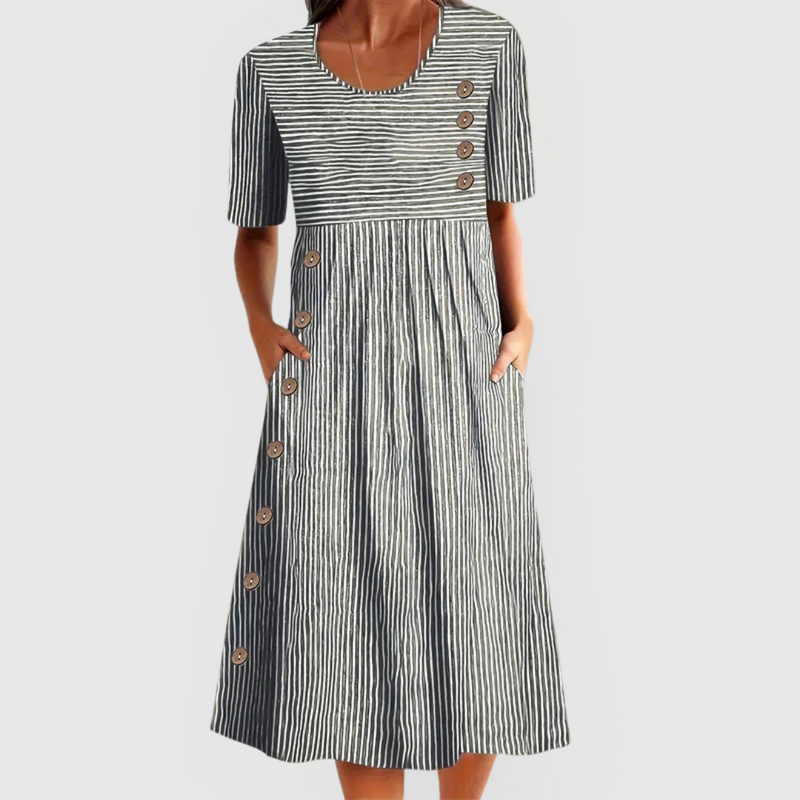 Julia | Vestido midi a rayas | Blanca Vela