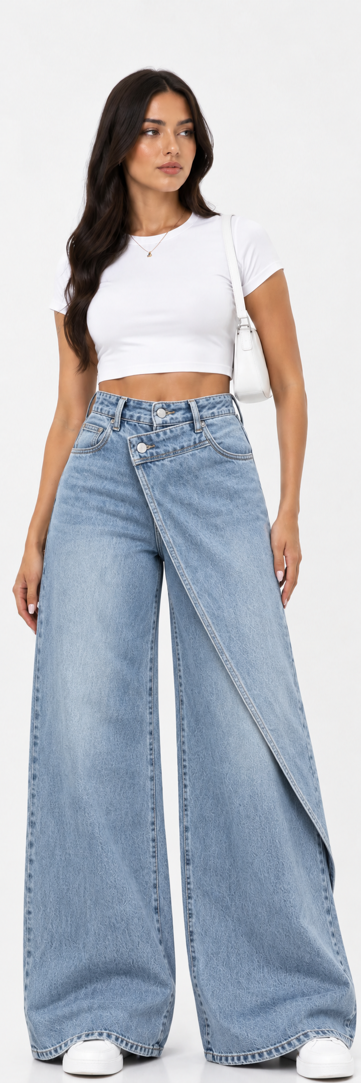 vaquero wide leg negro con panel cruzado | Blanca Vela