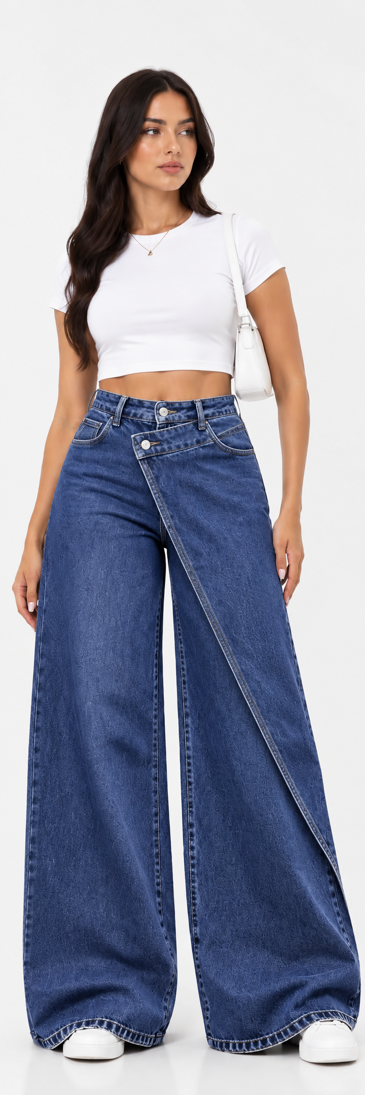 vaquero wide leg negro con panel cruzado | Blanca Vela