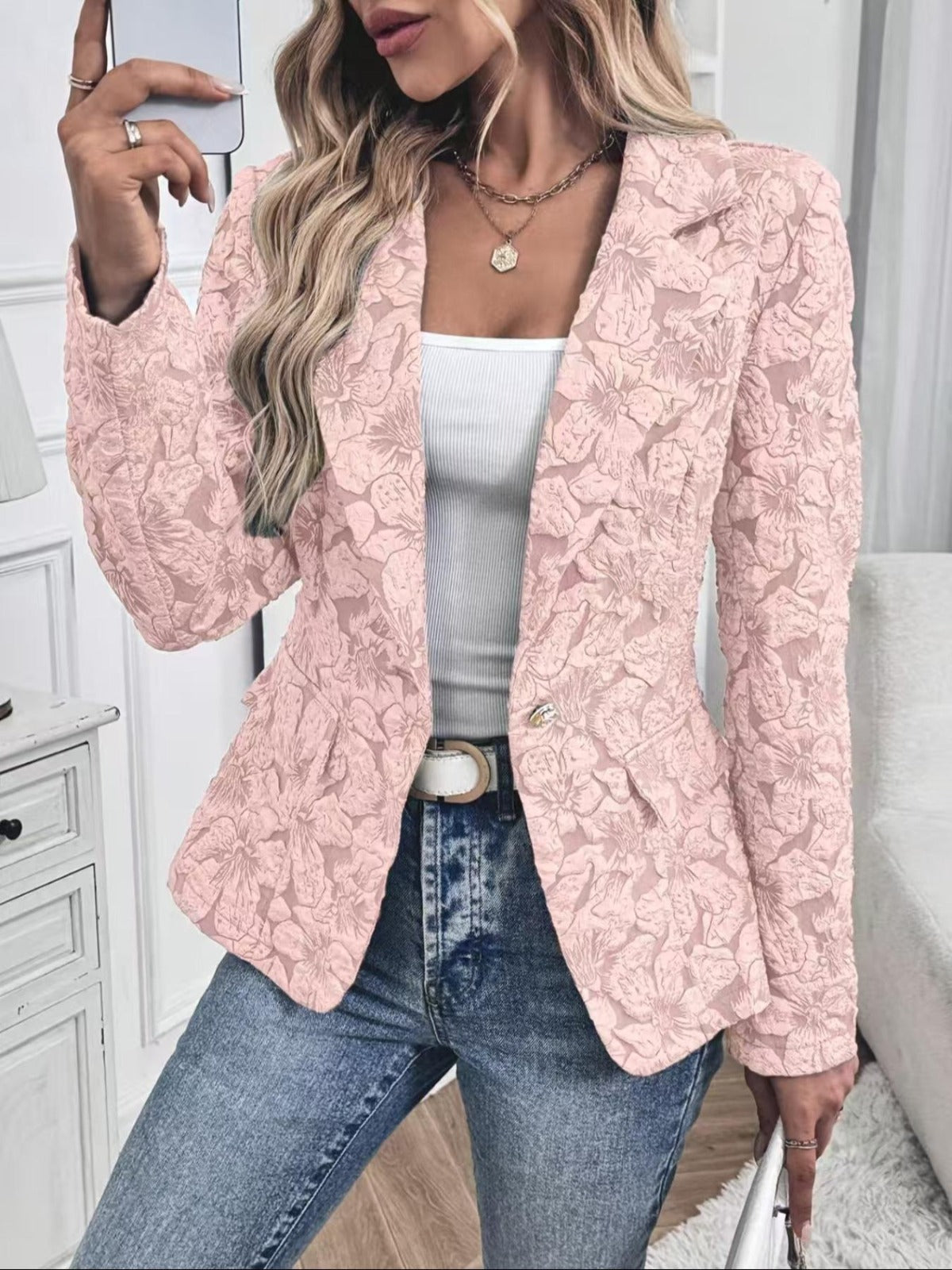 Blazer Entallado de Mujer en Jacquard Paisley | Blanca Vela