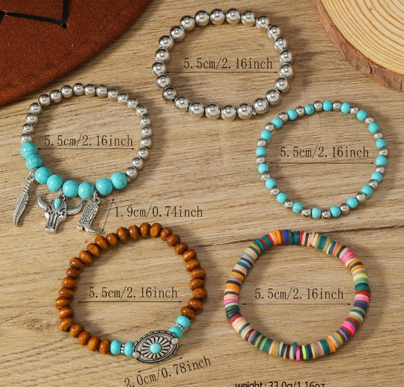 Mirella™ - Colección de Pulseras Boho con Cuentas Turquesas | Blanca Vela