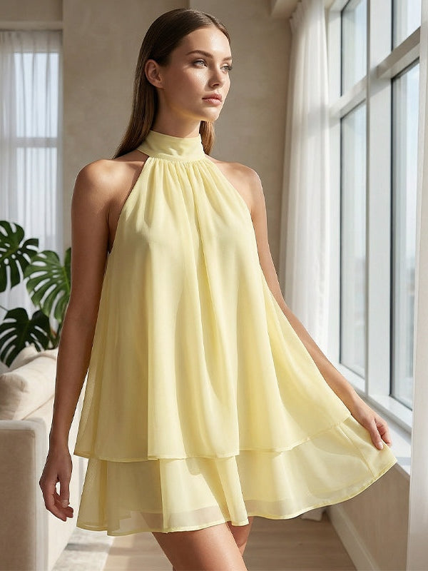 Plume | Mini Vestido Ligero y Vaporoso con Superposiciones | Blanca Vela
