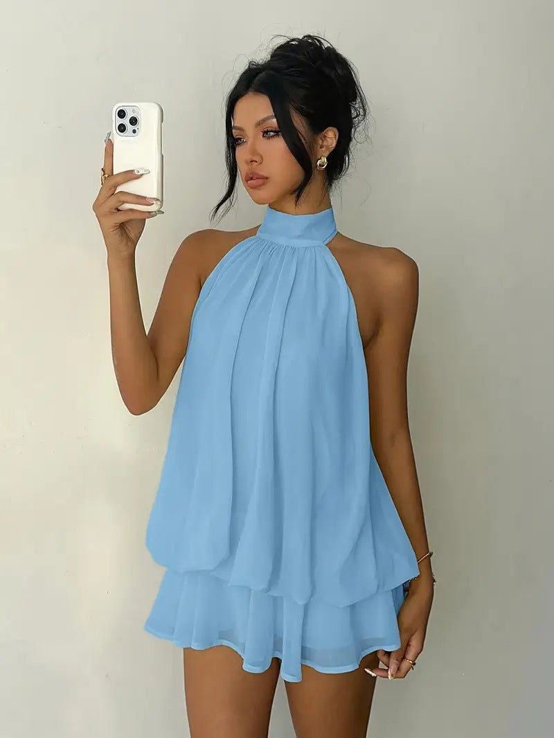 Plume | Mini Vestido Ligero y Vaporoso con Superposiciones | Blanca Vela