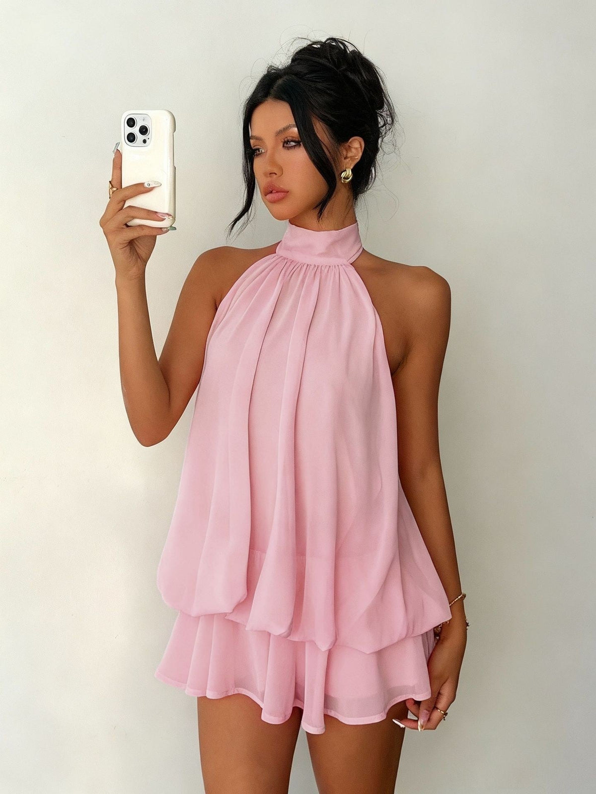 Plume | Mini Vestido Ligero y Vaporoso con Superposiciones | Blanca Vela
