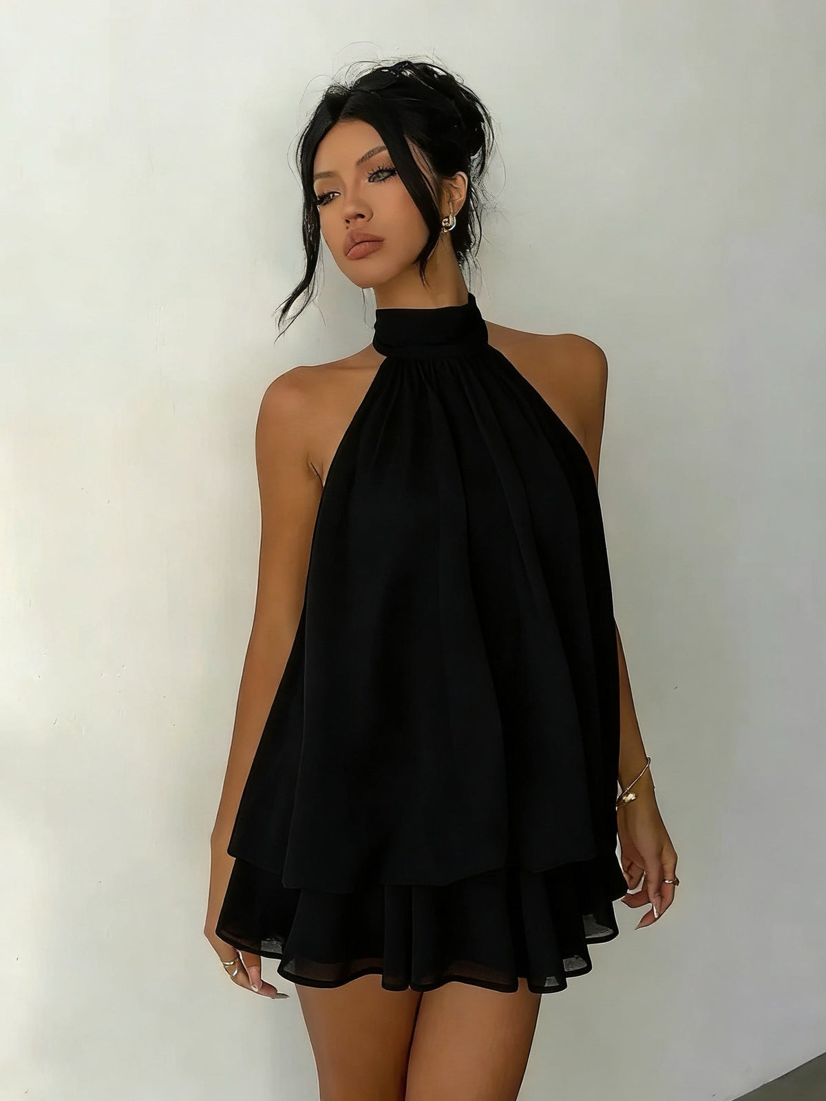 Plume | Mini Vestido Ligero y Vaporoso con Superposiciones | Blanca Vela