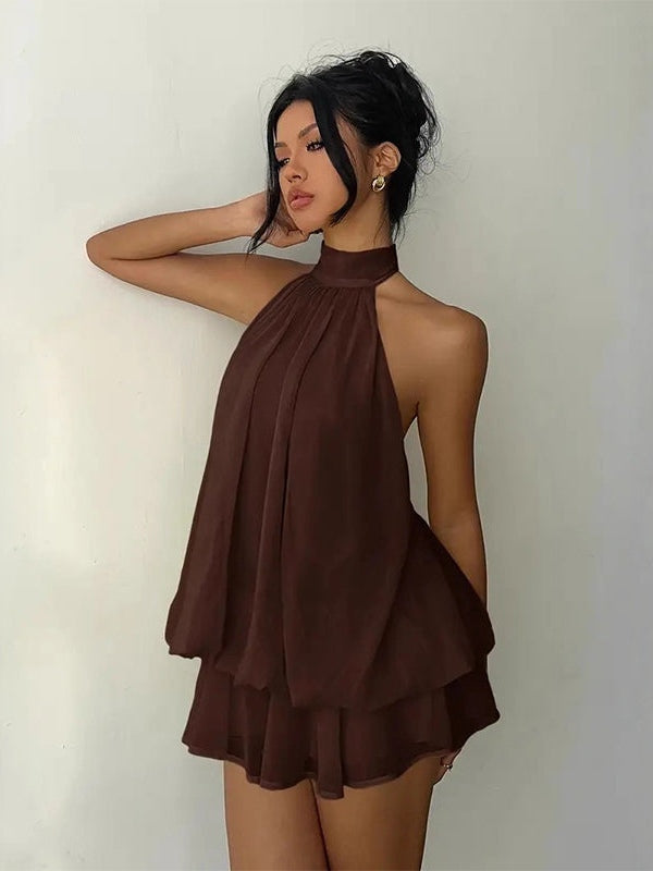 Plume | Mini Vestido Ligero y Vaporoso con Superposiciones | Blanca Vela