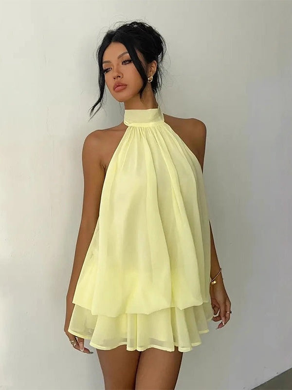 Plume | Mini Vestido Ligero y Vaporoso con Superposiciones | Blanca Vela