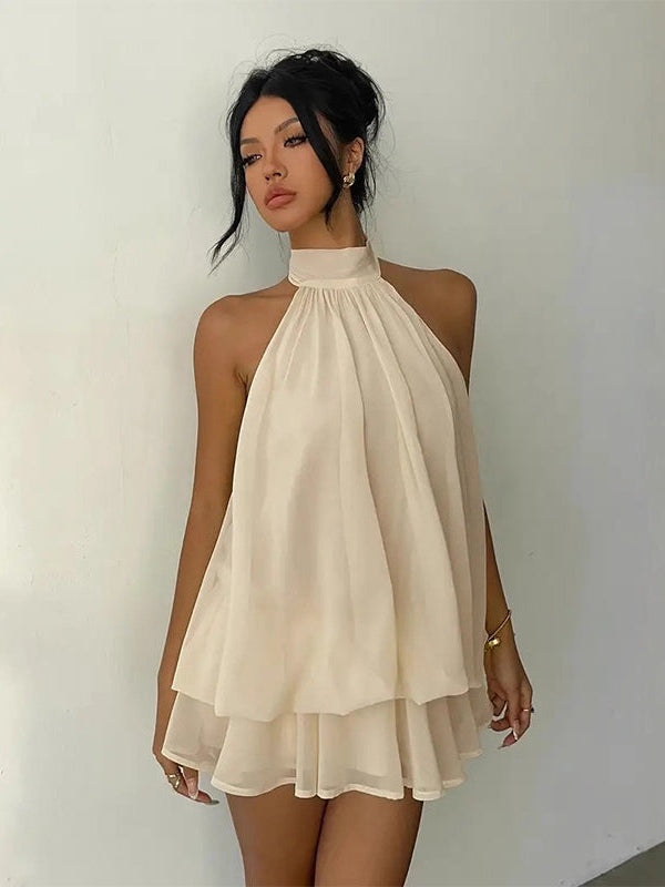 Plume | Mini Vestido Ligero y Vaporoso con Superposiciones | Blanca Vela