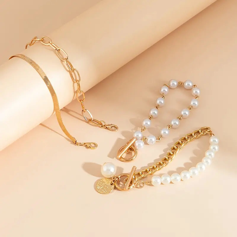 Set de Pulseras de Perlas a Capas de Lujo | Blanca Vela