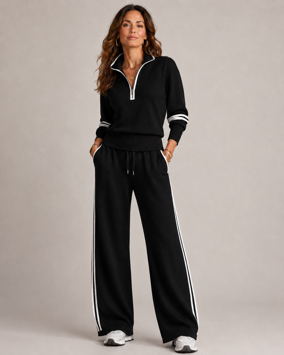 Séréna | Conjunto Jersey con Cremallera | Blanca Vela