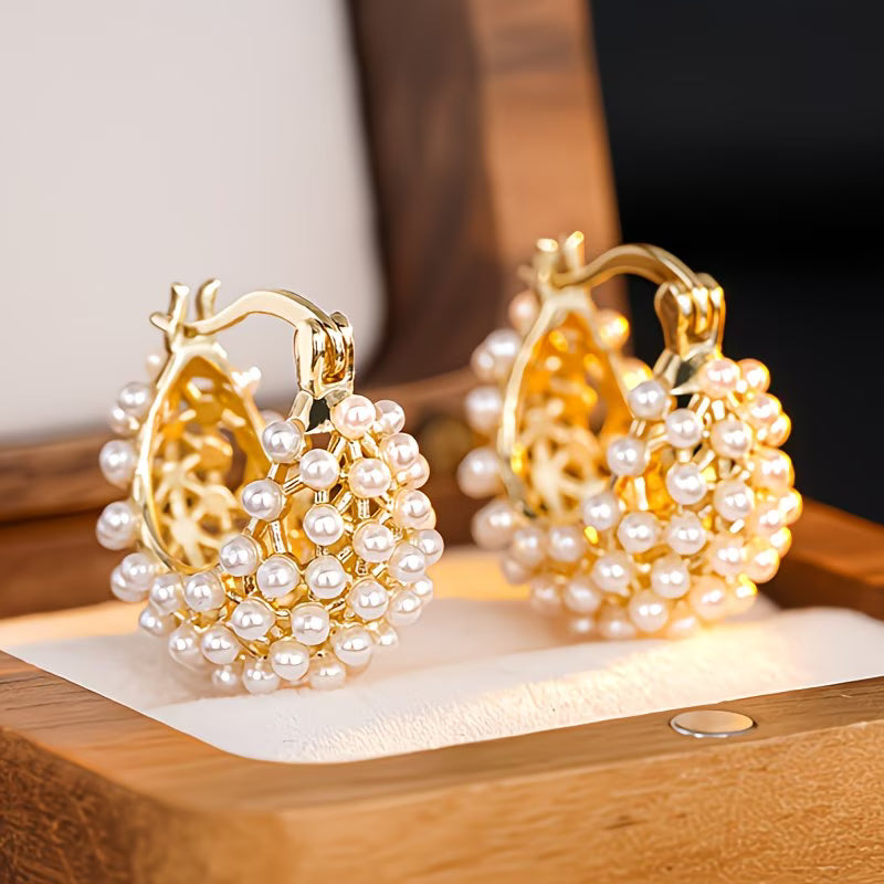 Pendientes de aro con perlas gruesas | Blanca Vela