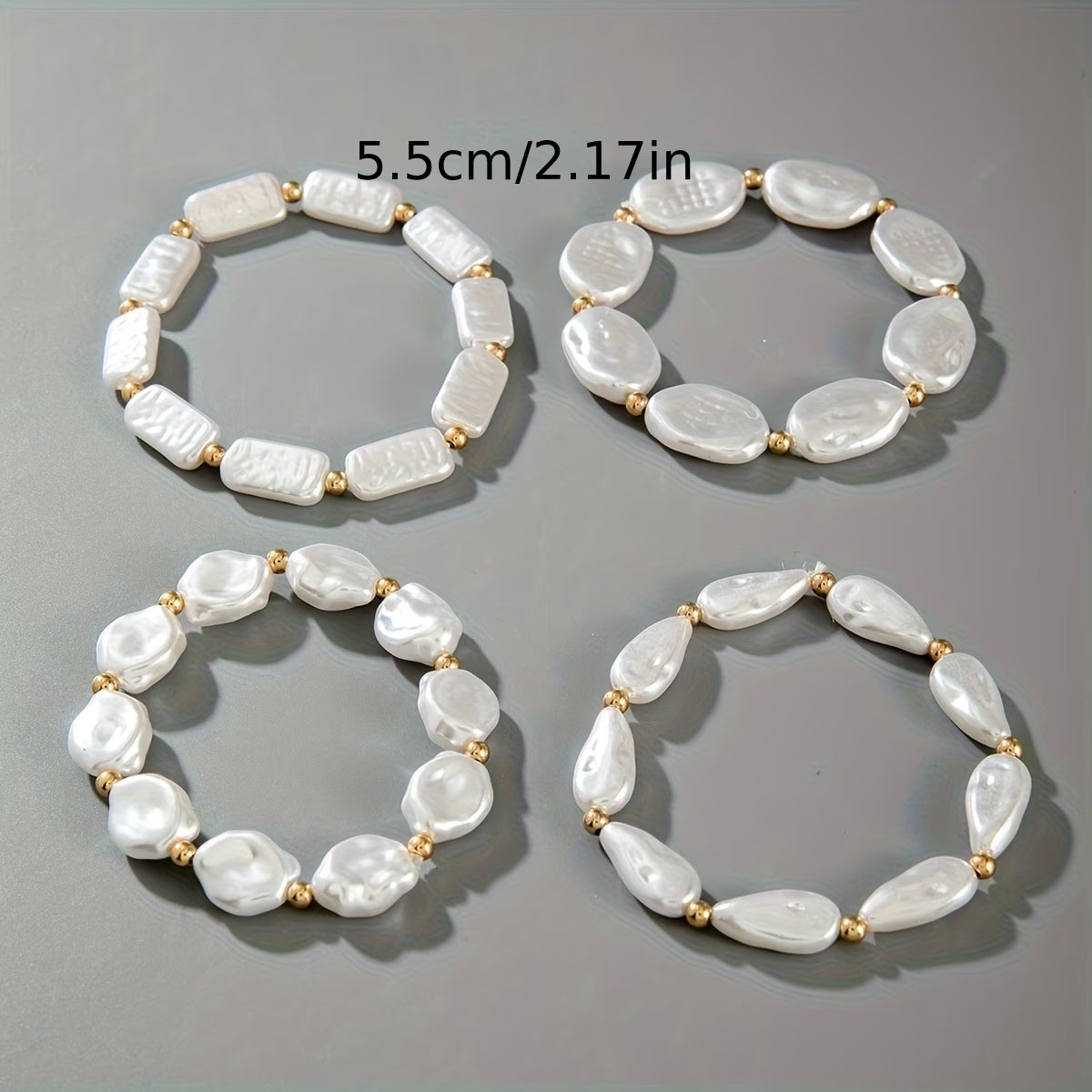 Set de 4 Pulseras con Perlas | Blanca Vela