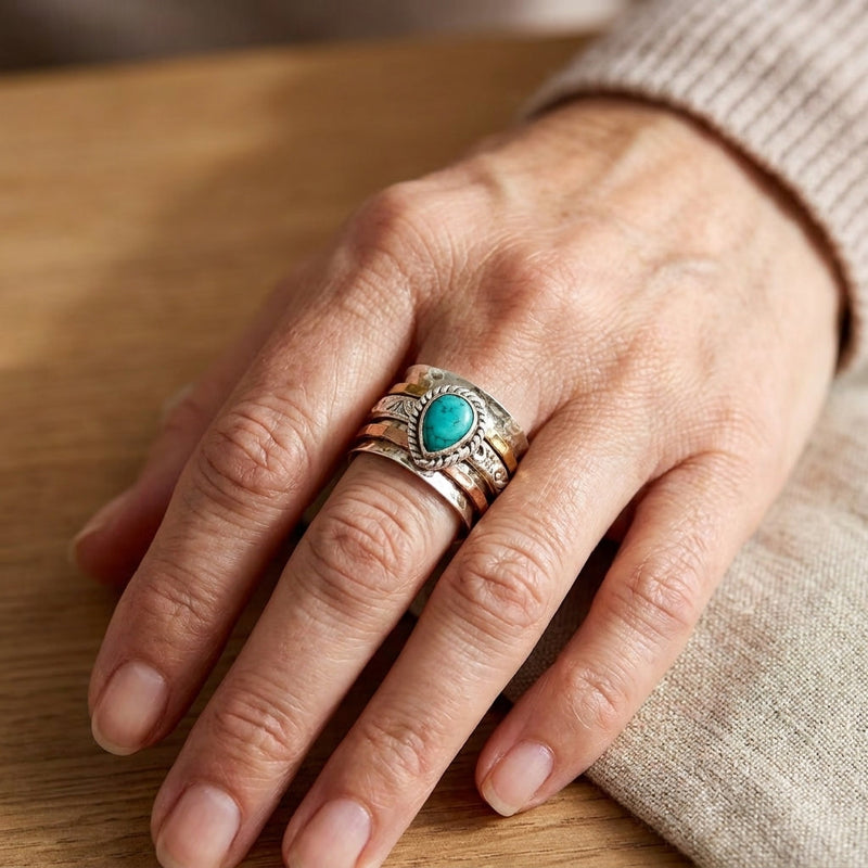 Azzurra™ - Anillo Statement con Turquesa Ovalado | Blanca Vela