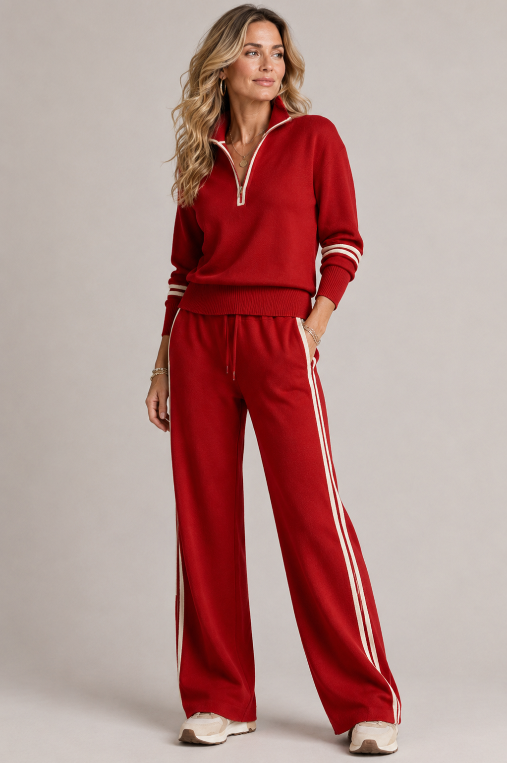 Séréna | Conjunto Jersey con Cremallera | Blanca Vela