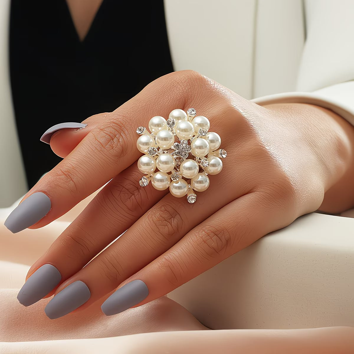 Anillo Ajustable con Perlas | Blanca Vela
