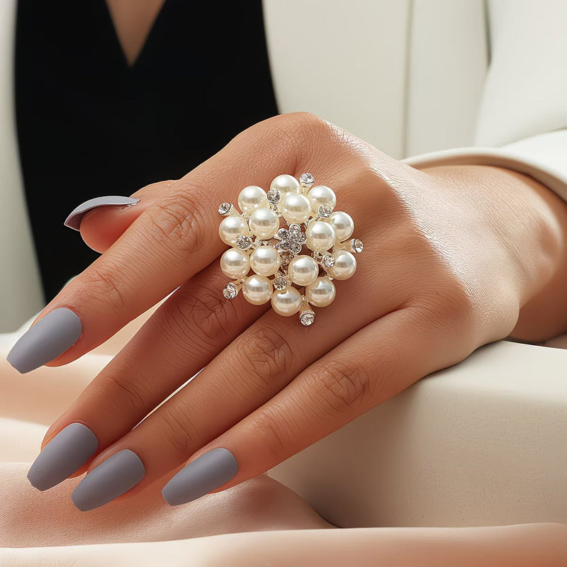 Anillo Ajustable con Perlas | Blanca Vela