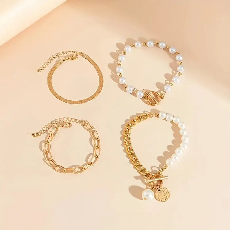 Set de Pulseras de Perlas a Capas de Lujo | Blanca Vela