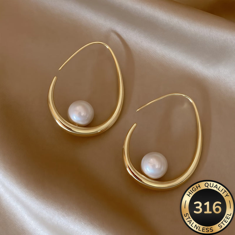 Pendientes de aro con perlas crecientes | Blanca Vela