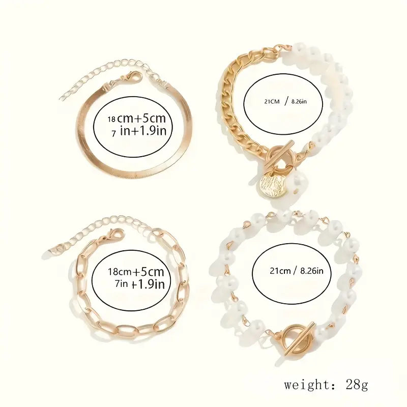 Set de Pulseras de Perlas a Capas de Lujo | Blanca Vela
