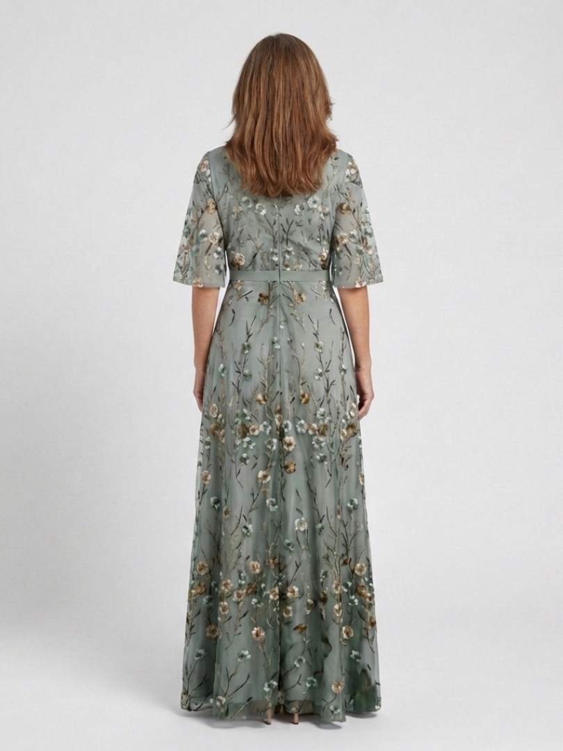 Melodi – Vestido largo de flores con cuello en V | Blanca Vela