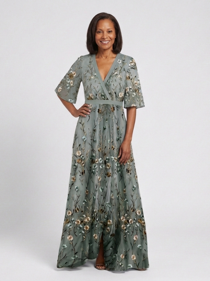 Melodi – Vestido largo de flores con cuello en V | Blanca Vela