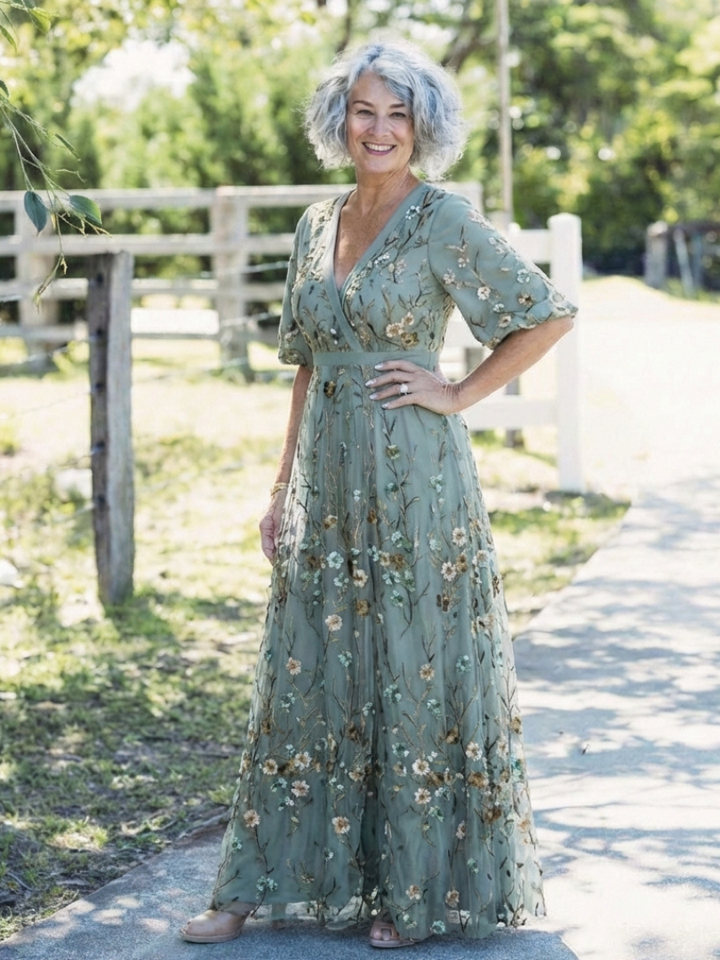 Melodi – Vestido largo de flores con cuello en V | Blanca Vela