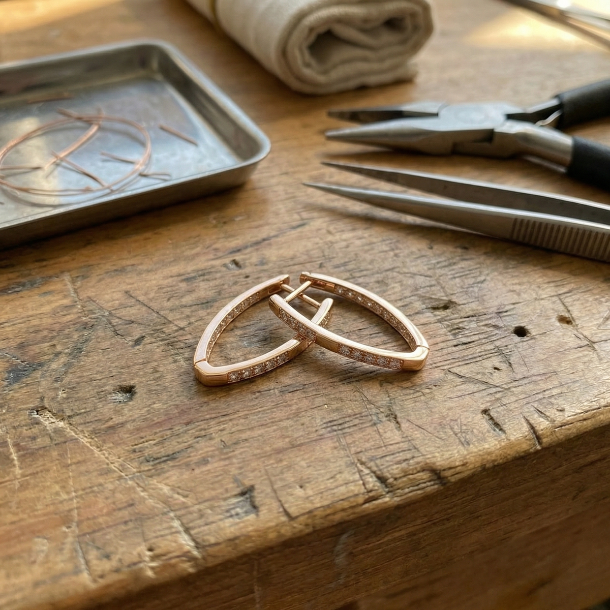 Pendientes Elegantes de Circonita Dorada | Blanca Vela