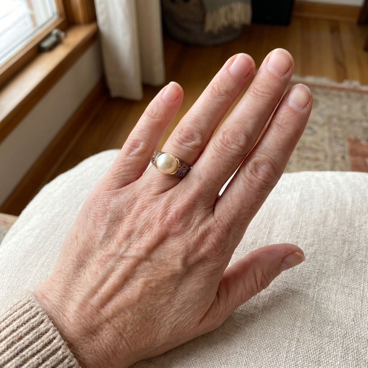 Anillo Vintage con Perla Dorada | Blanca Vela