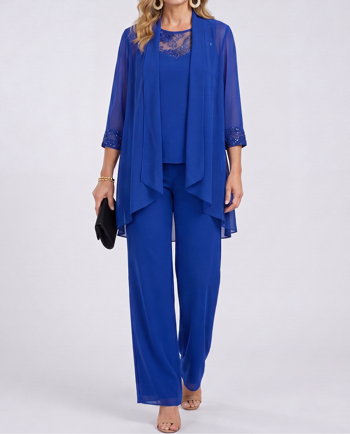Éléonore | Conjunto Chaqueta Fluida y Pantalón Ancho | Blanca Vela