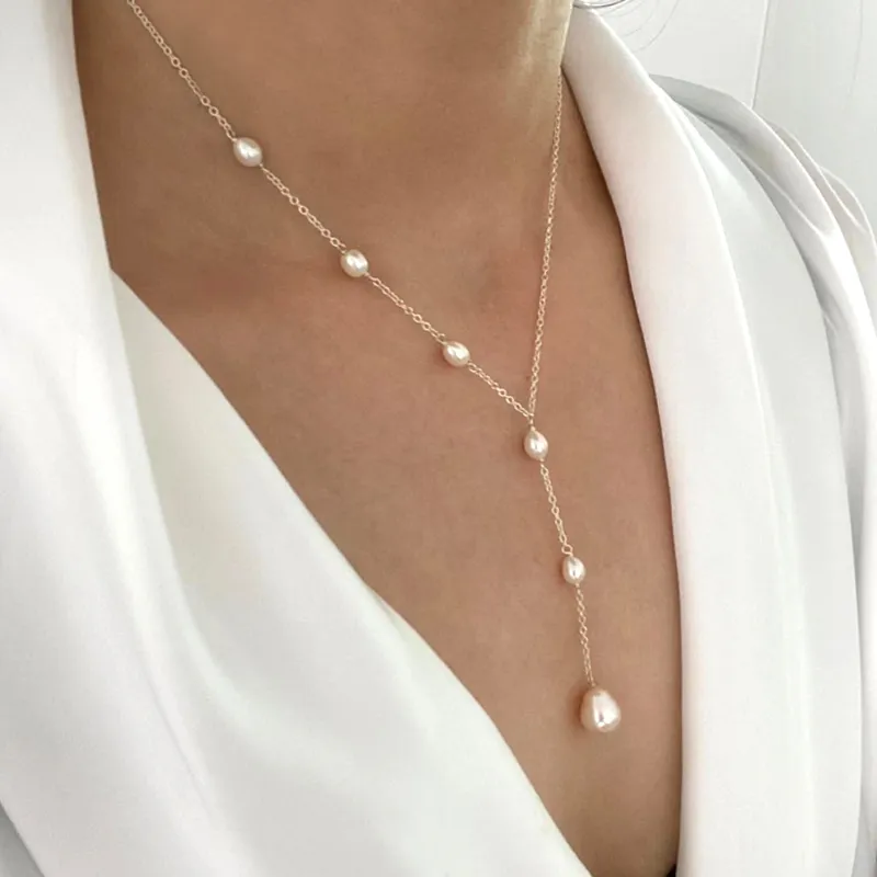 Collar Lariat con Perlas Cascada | Blanca Vela