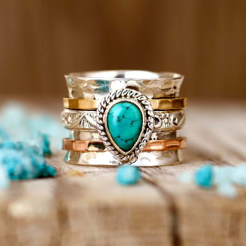 Azzurra™ - Anillo Statement con Turquesa Ovalado | Blanca Vela