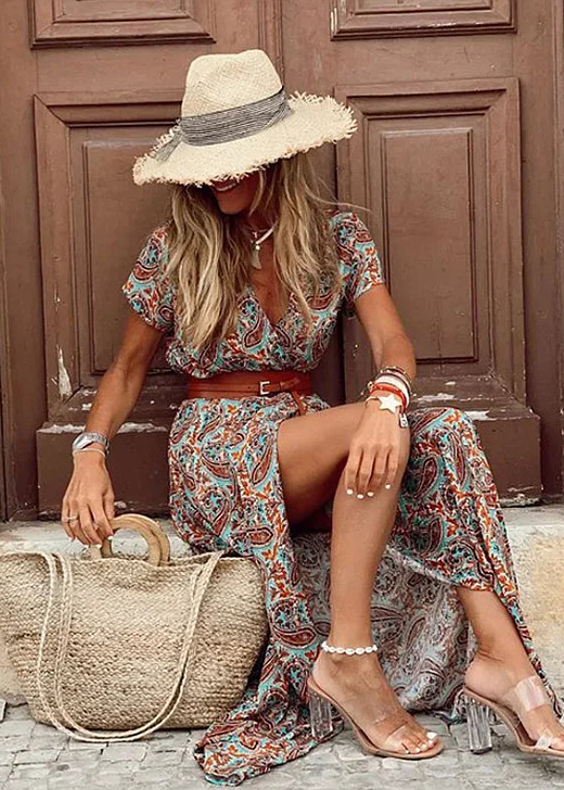 Joselin™ – Vestido largo bohemio y vaporoso con cinturón | Blanca Vela